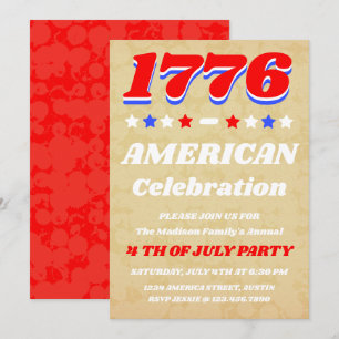 Invitation Américaine vintage Célébration de 1776