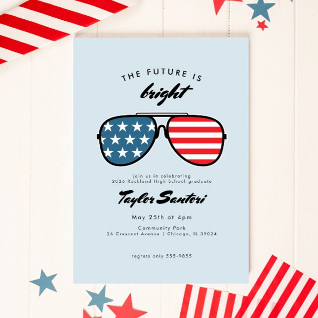 Invitation American Flag Graduation Party Lunettes de soleil  (Créateur téléchargé)