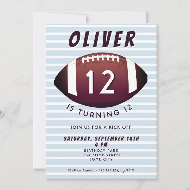 Invitation American Football Ball Sports Boy Anniversaire  (Devant)