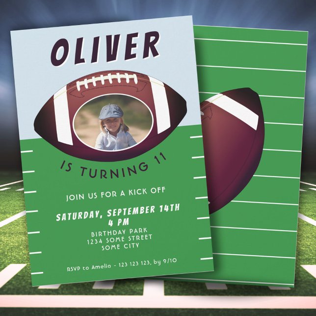 Invitation American Football Ball Sports Boy Photo Anniversai (Créateur téléchargé)