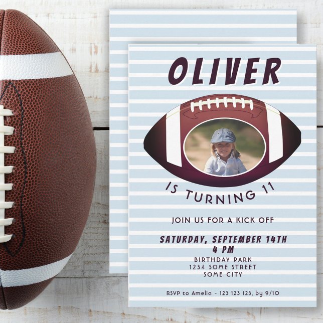 Invitation American Football Ball Sports Boy Photo Anniversai (Créateur téléchargé)