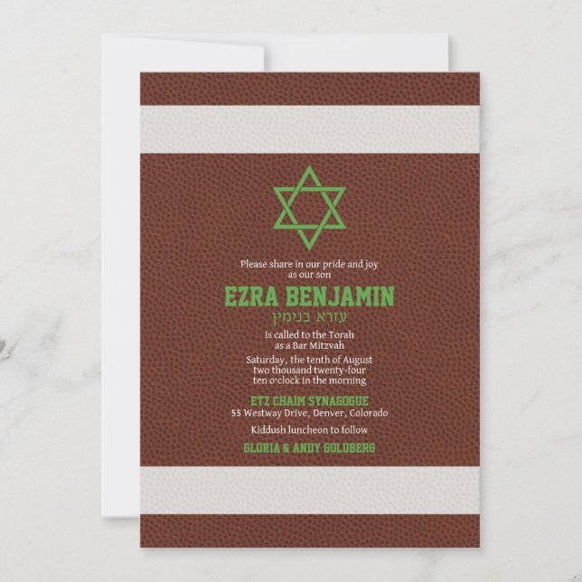 Invitation American Football Bar Mitzvah (Devant)