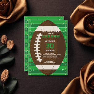 Invitation American Football Brown & Green Color Baby shower