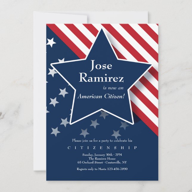 Invitation American Star Citizenship Party (Devant)