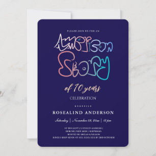 Invitation American Story Chic Navy Blue Photo Anniversaire