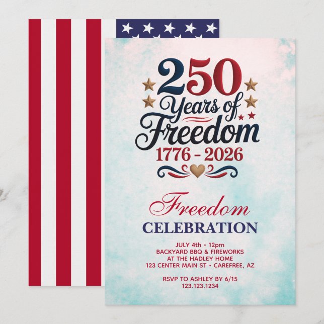 Invitation America's 250th Anniversary Party (Devant / Derrière)