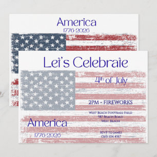 Invitation Amérique patriotique 1776 - 2026 Célébration du dr