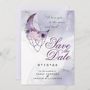 Invitation Amethyst Croissant Moon Photo Enregistrer la date