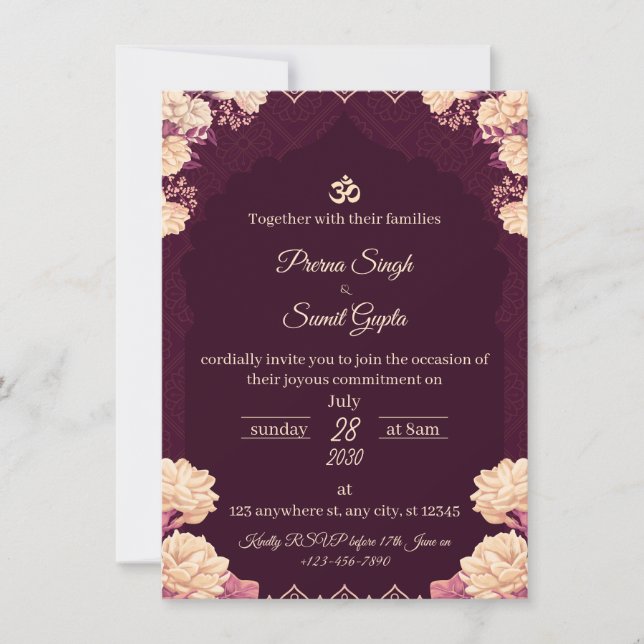 Invitation Amethyst Elegance: Floral Purple Wedding Invitatio (Devant)