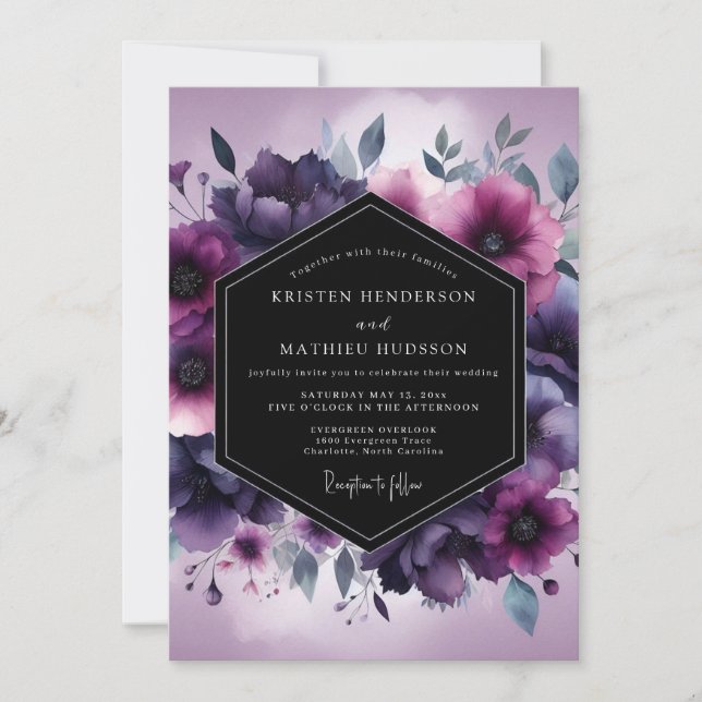 Invitation Amethyst Gloaming Flora Wedding (Devant)