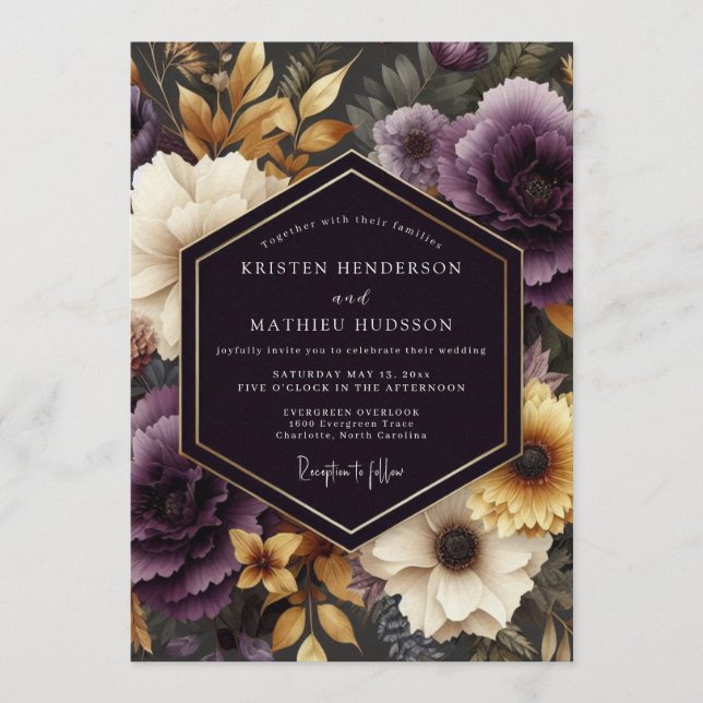 Invitation Amethyst Ochre Baroque Wedding (Devant)