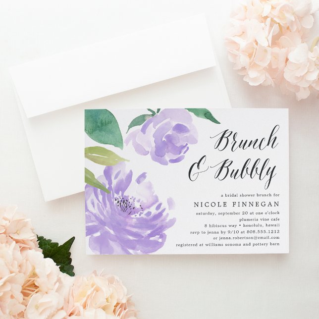 Invitation Amethyst Peony | Fête des mariées Brunch Invitatio (Créateur téléchargé)