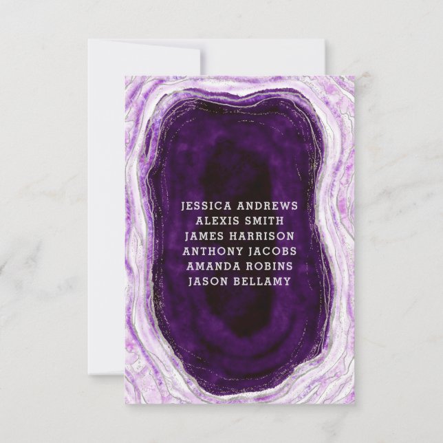 Invitation Amethyst Purple & Silver Mariage Numéros de tablea (Dos)