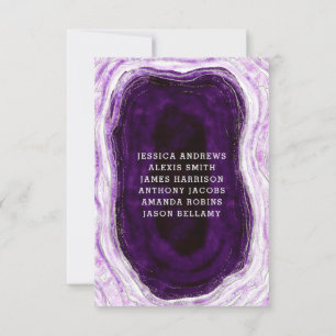 Invitation Amethyst Purple & Silver Mariage Numéros de tablea