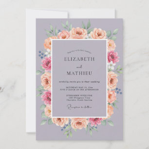 Invitation Améthyste Abricot Ranunculus Eucalyptus Mariage As