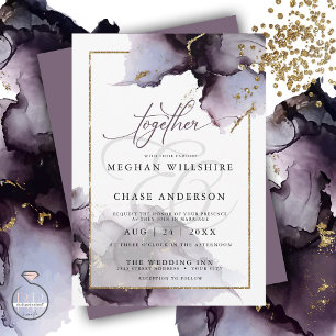 Invitation Améthyste Abstrait Muté Heather Purple Mariage