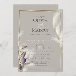 Invitation Améthyste Anthurium et Pampas de plumes Grass