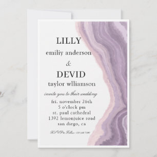 Invitation Améthyste Marbre Violet Minimal
