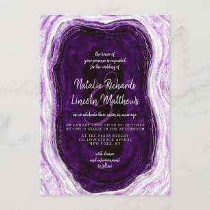 Invitation Améthyste Mariage de tranche d'agate de géode viol