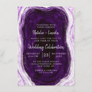 Invitation Améthyste Mariage de tranche d'agate de géode viol