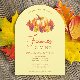Invitation Ami Citrouille Automne Feuilles d'aquarelle