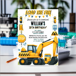 Invitation ami garçon Construction simple camions 5e annivers