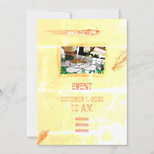 Invitation Amiable Orange Brosses Taches Tirage À La Main