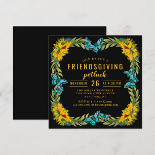 Invitation Amical Potluck Dîner Aquarelle Sunflowers