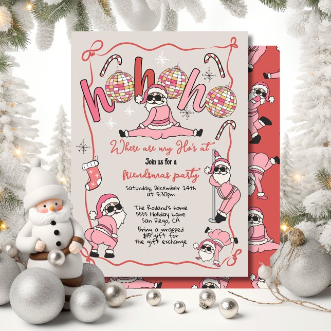 Invitation Amies de Funny Ho Ho Ho Fête de Noël Adulte (Créateur téléchargé)