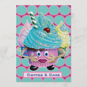 Invitation Amies décontractées amusantes, gâteau familial et 