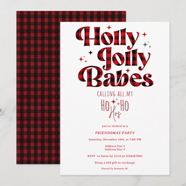 Invitation Amies Filles Filles de nuit Dames de Noël (Devant / Derrière)