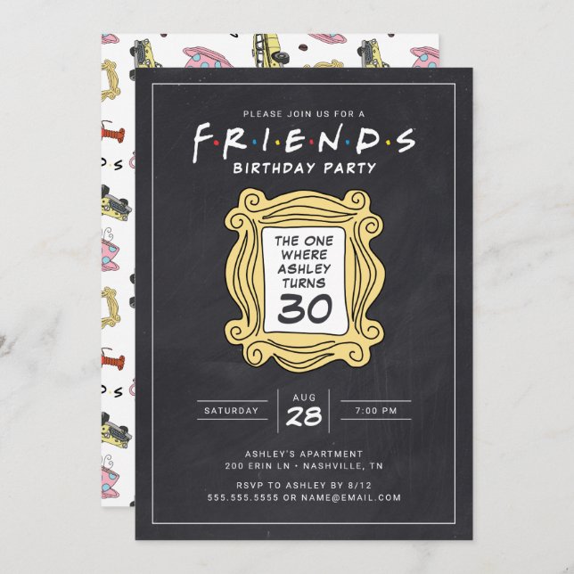 Invitation AMIS™ | Chalkboard 30e anniversaire (Devant / Derrière)