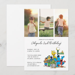 Invitation Amis de Sesame Street Vintage   Photo d'anniversai