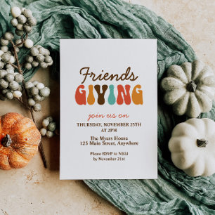 Invitation amis de Thanksgiving rétro offrant