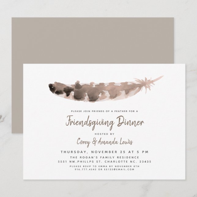 Invitation Amis d'une partie de la plume | Friendsgiving (Devant / Derrière)