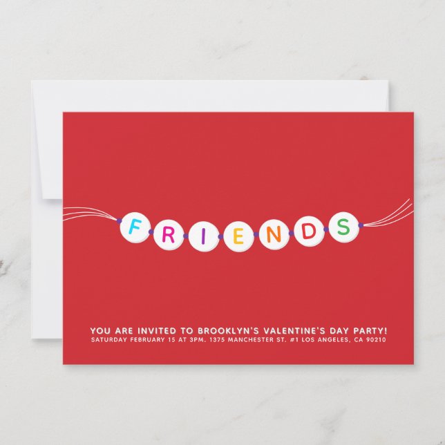 Invitation Amis mignon bracelet d'amitié rouge Valentine's (Devant)