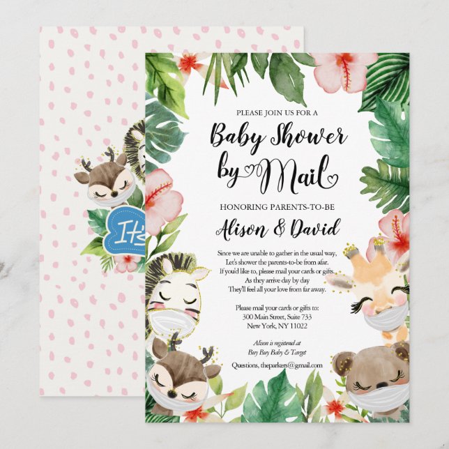 Invitation Amis Safari | Baby shower GARY par courrier (Devant / Derrière)