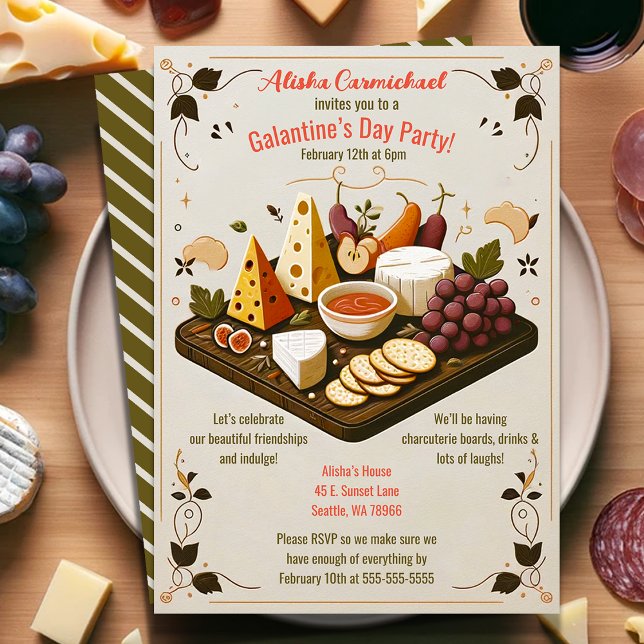 Invitation Amitié Charcuterie Board Fête de la fête de la fêt (Créateur téléchargé)