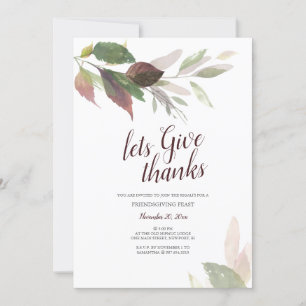 Invitation Amitié Thanksgiving Aquarelle Feuilles d'automne