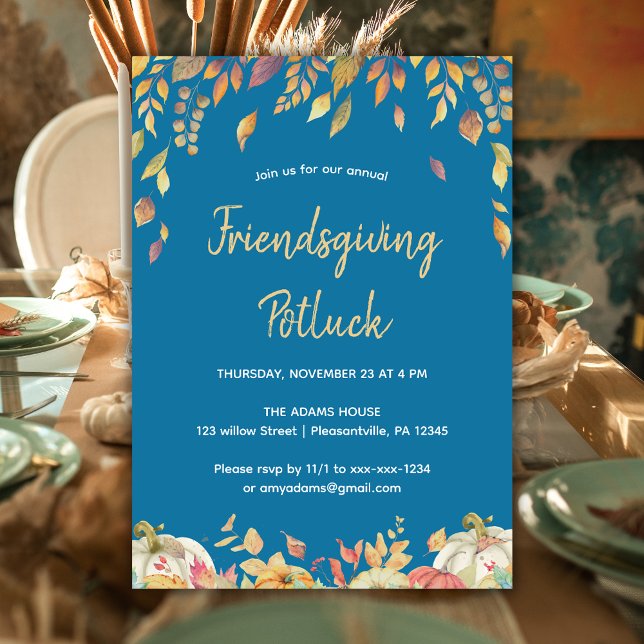 Invitation Amitié Thanksgiving Potluck Fall Leçons (Créateur téléchargé)