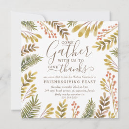 Invitation Amitié Végétation d'automne Verdure Aquarelle Wrea