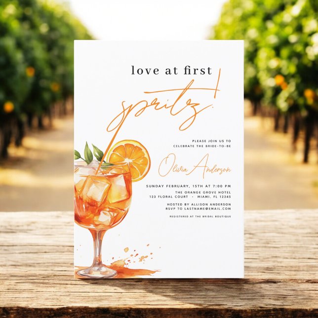 Invitation Amour à la Fête des mariées orange First Spritz (Créateur téléchargé)