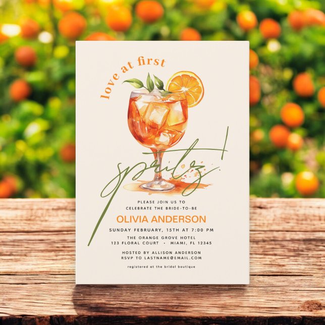 Invitation Amour à la Fête des mariées orange First Spritz (Créateur téléchargé)