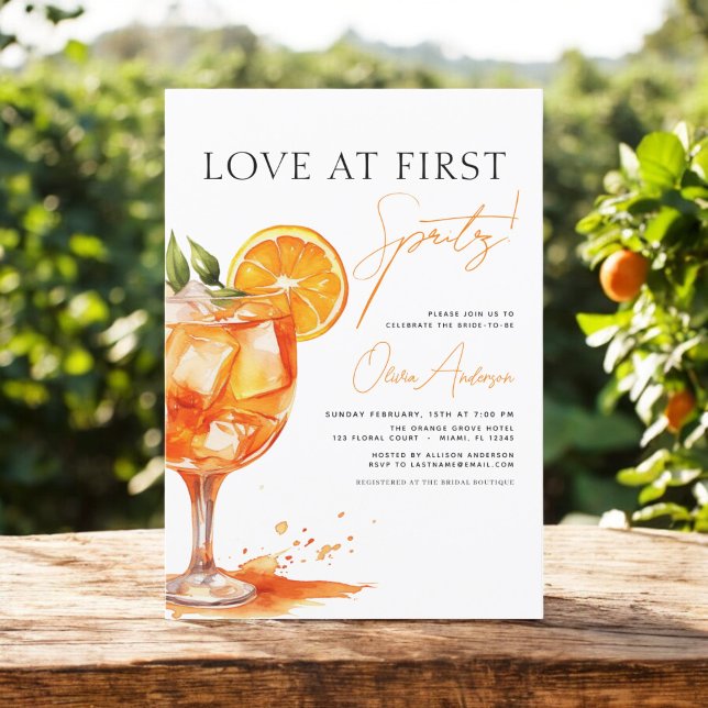 Invitation Amour à la Fête des mariées orange First Spritz (Créateur téléchargé)