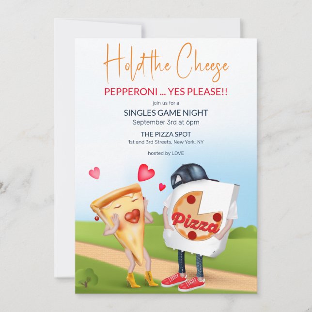 Invitation Amour à la pizza drôle (Devant)