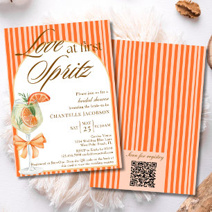 Invitation Amour au Premier Spritz Code QR Fête de Mariage Or