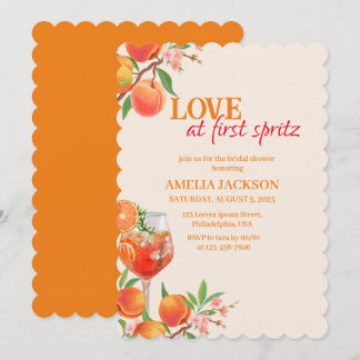 Invitation Amour au premier spritz orange floral douche nupti