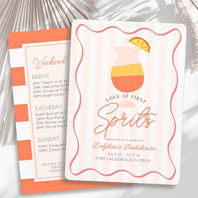 Invitation Amour au premier Spritz Stripe Bachelorette Week-e (Créateur téléchargé)