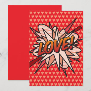 Invitation AMOUR Bande Dessinée Rétro Fun Art Pop