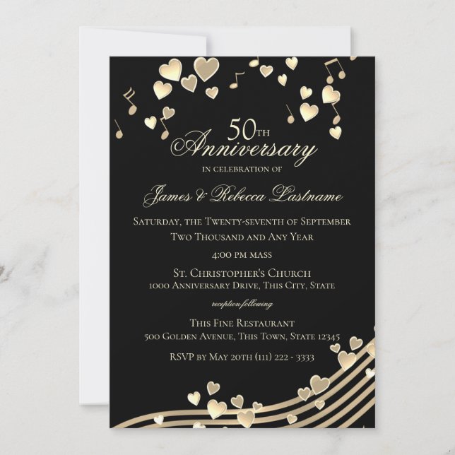 Invitation Amour Chanson 50e anniversaire (Devant)